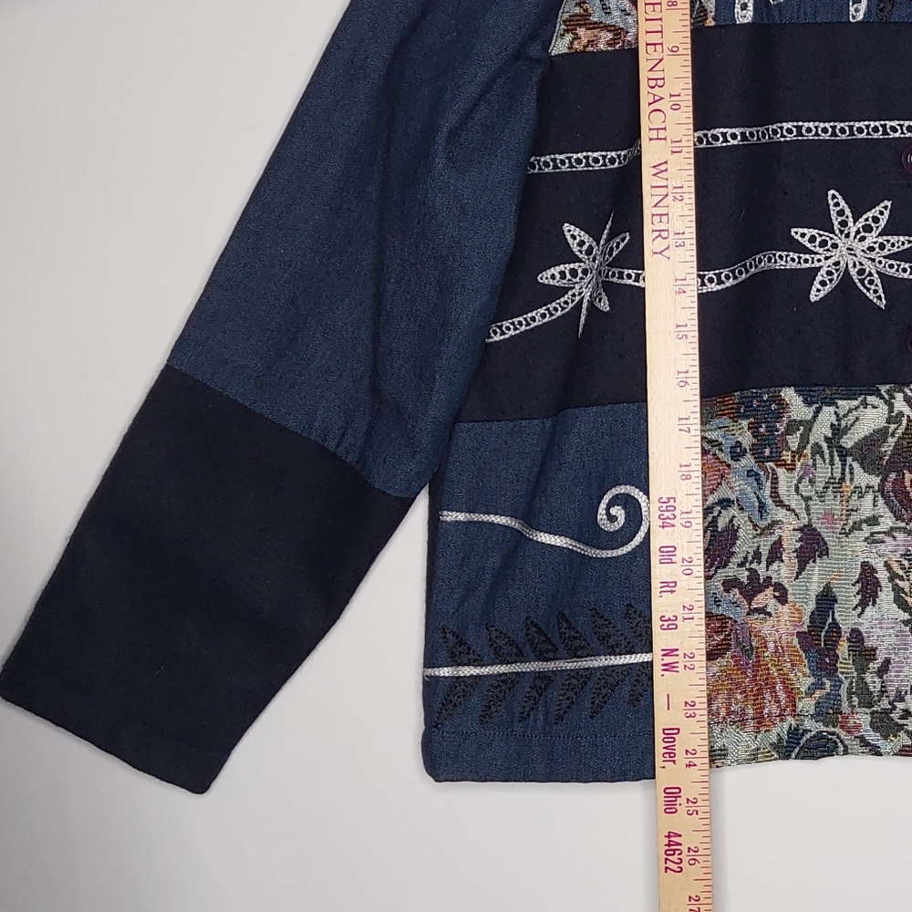 Vtg Tapestry Patchwork Button Jacket Large Embroi… - image 5